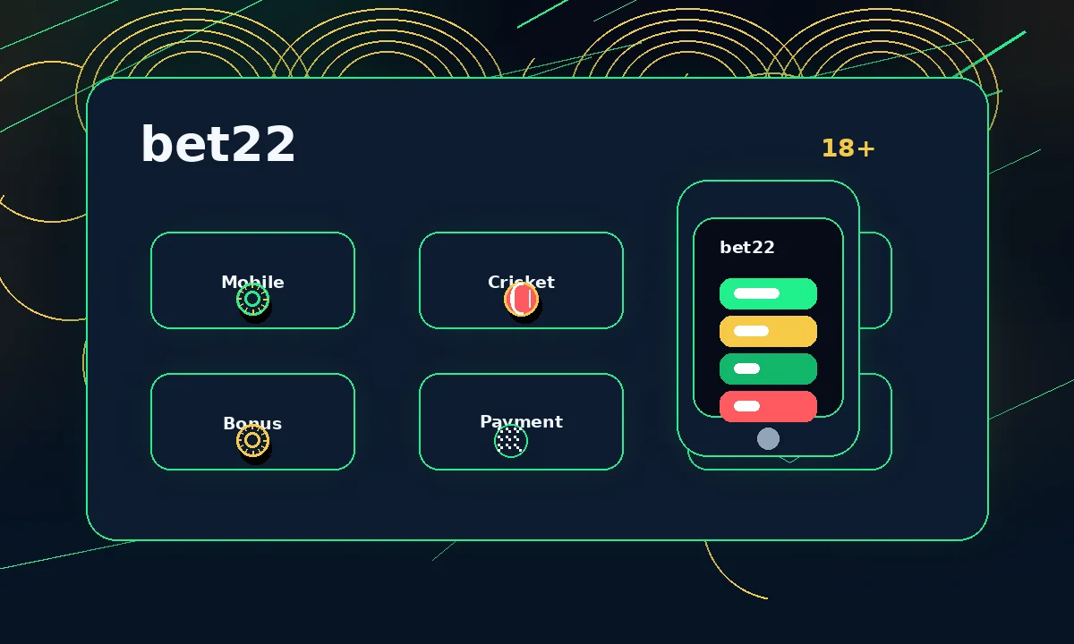 bet22 India snapshot card visual for mobile access games bonus payment and responsible use
