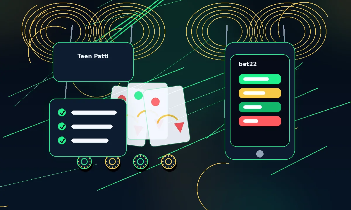bet22 Teen Patti card game visual for India users